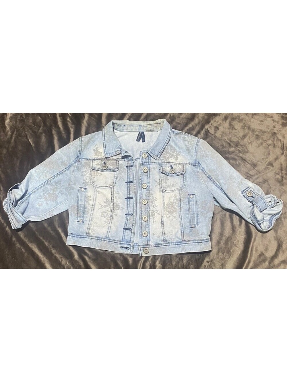 Vintage 90s Y2K Highway  Jeans XL Floral Denim Jacket Blue Button Front